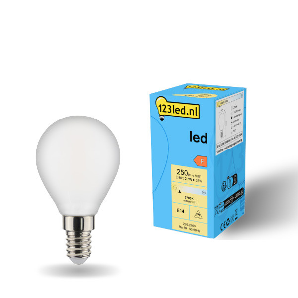 123led E14 ampoule LED sphérique mate dimmable 2700K 2,5W (25W) LDR01908 123led E14 ampoule LED sphérique mate dimmable 2700K 2,5W (25W) LDR01908 - 1