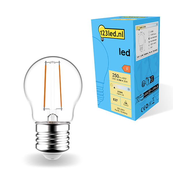123led E27 ampoule LED à filament sphérique 2,5W (25W) LDR01822 - 1
