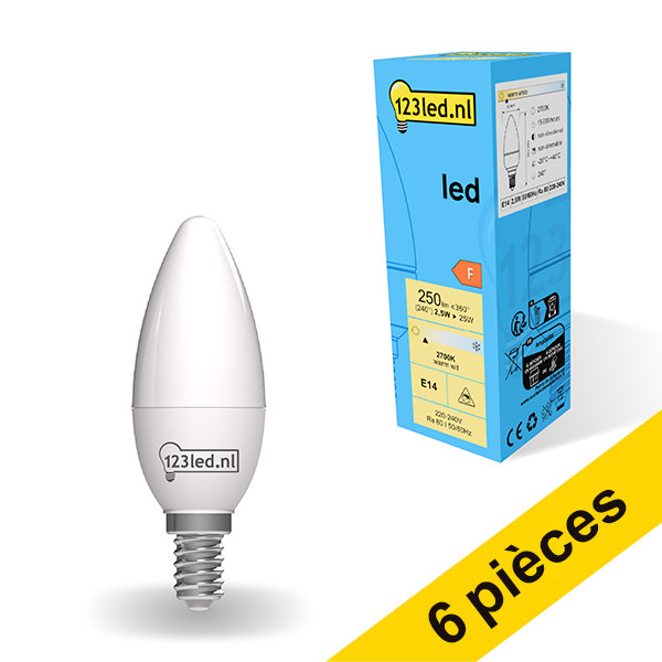 Offre: 6x 123led E14 ampoule LED bougie mate 2700K 2.5W (25W) LDR01851 - 1