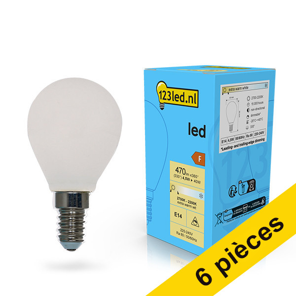 Offre : 6 x 123led ampoule LED E14 sphérique mate dimmable 4,5W (40W) LDR02083 - 1