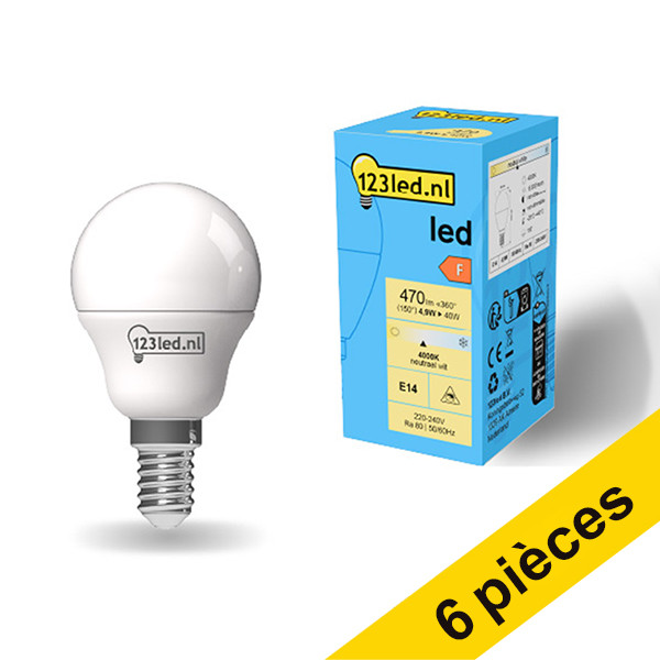 Offre : 6x 123led E14 ampoule LED sphérique mate 4000K 4,9W (40W) LDR01903 - 1