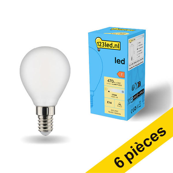 Offre : 6x 123led E14 ampoule LED sphérique mate dimmable 2700K 4,5W (40W) LDR01913 - 1