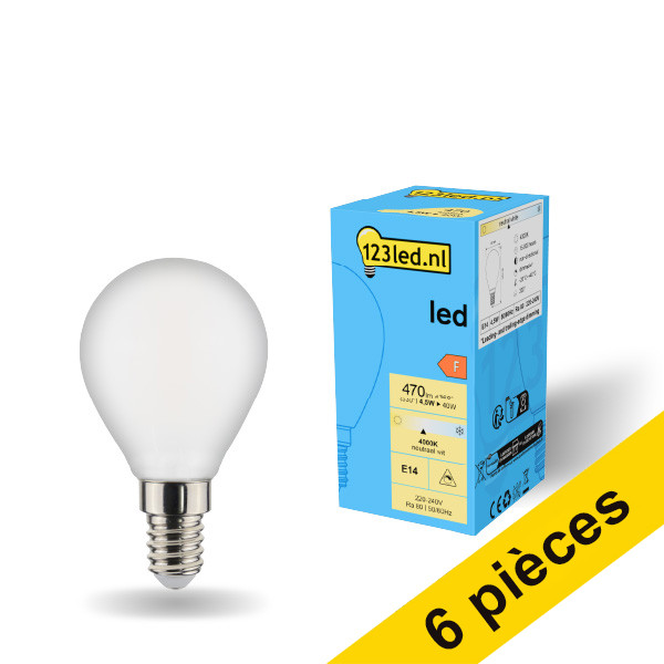 Offre : 6x 123led E14 ampoule LED sphérique mate dimmable 4,5W (40W) LDR01915 - 1