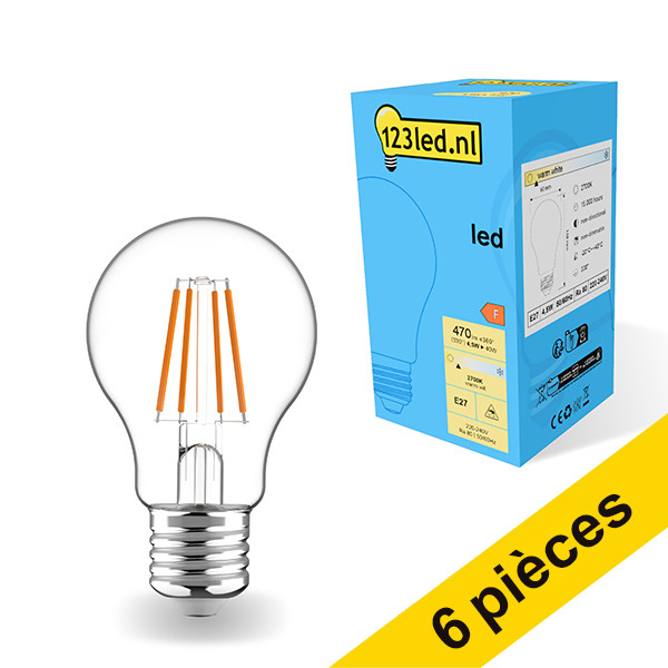 Offre : 6x 123led E27 ampoule LED à filament poire 4,5W (40W) LDR01789 - 1