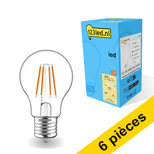 Offre : 6x 123led E27 ampoule LED à filament poire dimmable 4,5W (40W) LDR01801 - 1