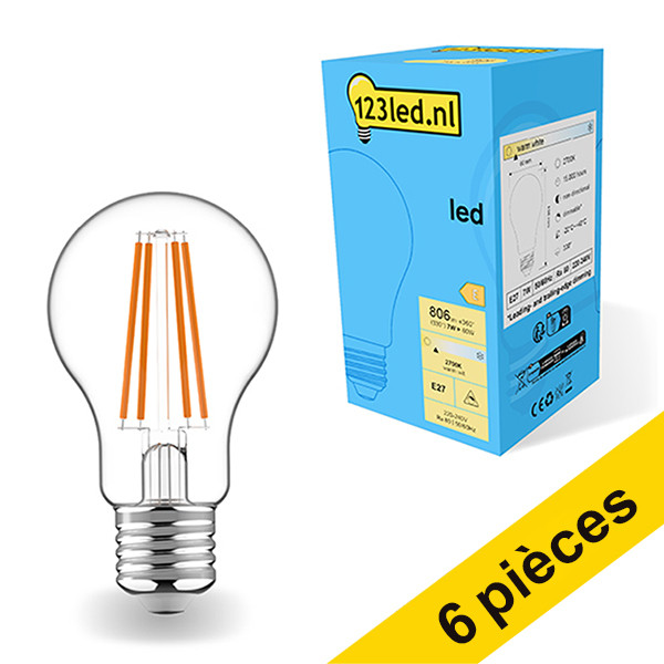 Offre : 6x 123led E27 ampoule LED à filament poire dimmable 7W (40W) LDR01803 - 1