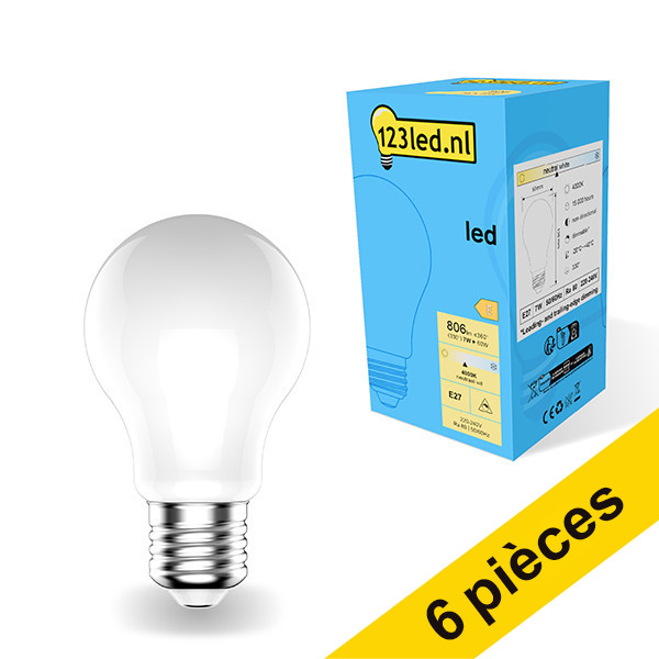 Offre : 6x 123led E27 ampoule LED poire mate dimmable 7W (60W) LDR01785 - 1