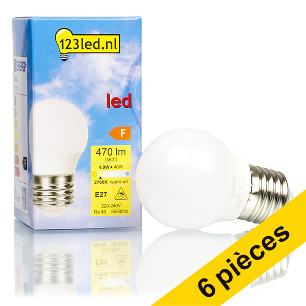 Offre : 6x 123led E27 ampoule LED sphérique mate 4,9W (40W) LDR01807 - 1