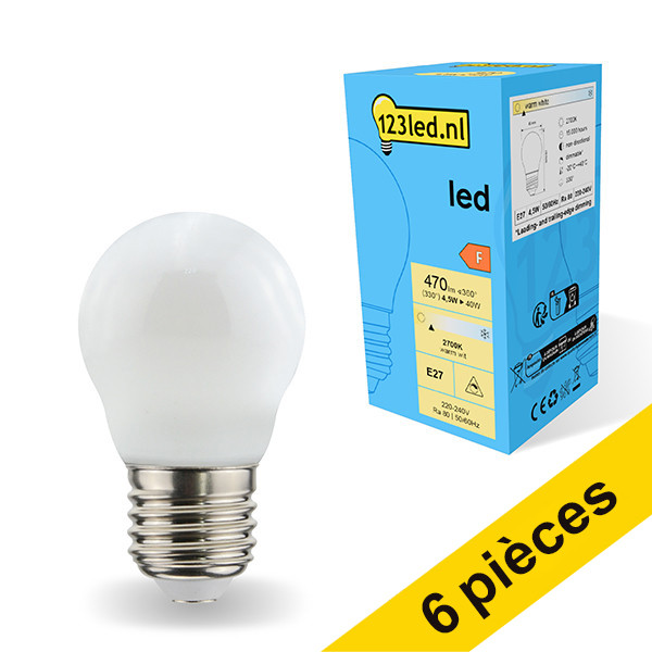 Offre : 6x 123led E27 ampoule LED sphérique mate dimmable 2700K 4,5W (40W) LDR01819 - 1