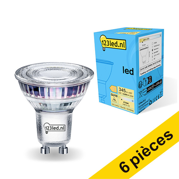 Offre : 6x 123led GU10 spot LED verre dimmable 2700K 3,6W (50W) LDR01729 - 1