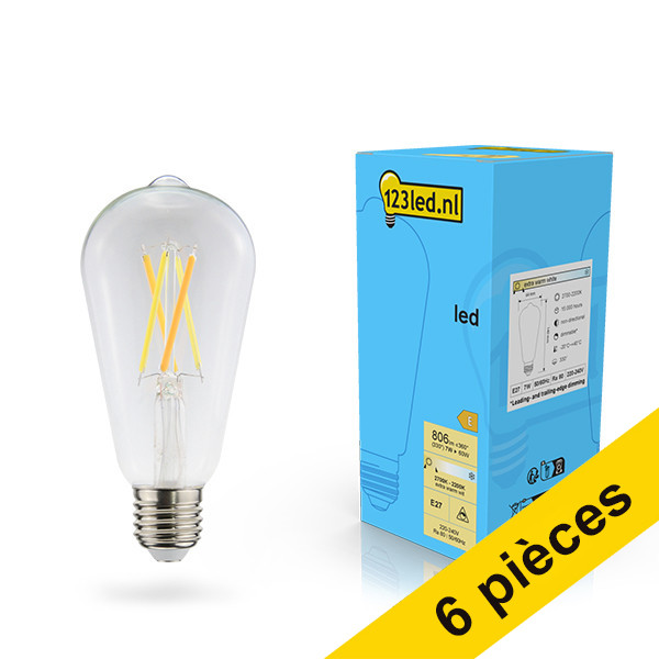 Offre : 6x 123led ampoule LED à filament E27 Edison dimmable 7W (60W) LDR02119 - 1