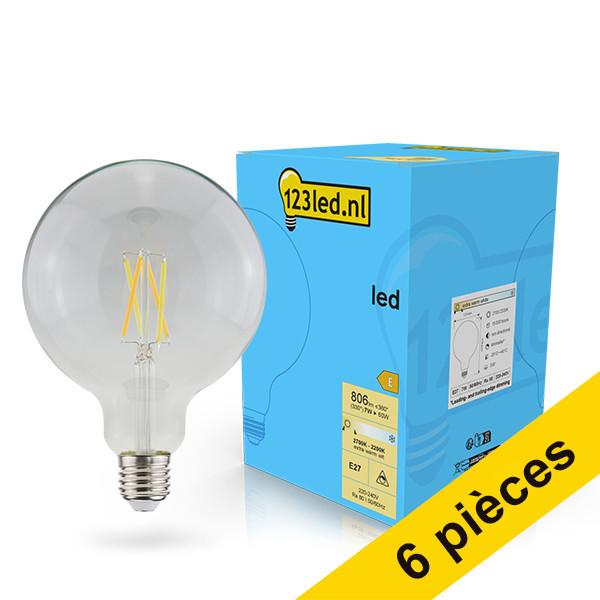 Offre : 6x 123led ampoule LED à filament E27 globe G125 dimmable 7W (60W) LDR02109 - 1
