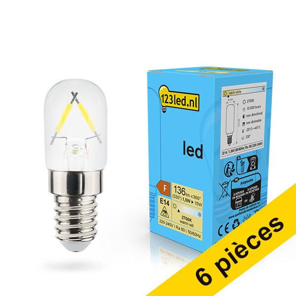 Offre : 6x 123led ampoule LED à filament mini tube E14 1,5W (15W) LDR02121 - 1