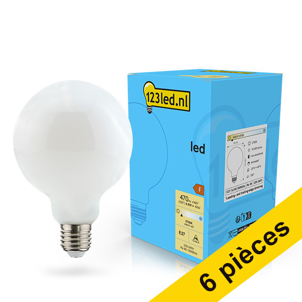 Offre : 6x 123led ampoule LED E27 globe G95 mat dimmable 4,5W (40W) LDR02097 - 1