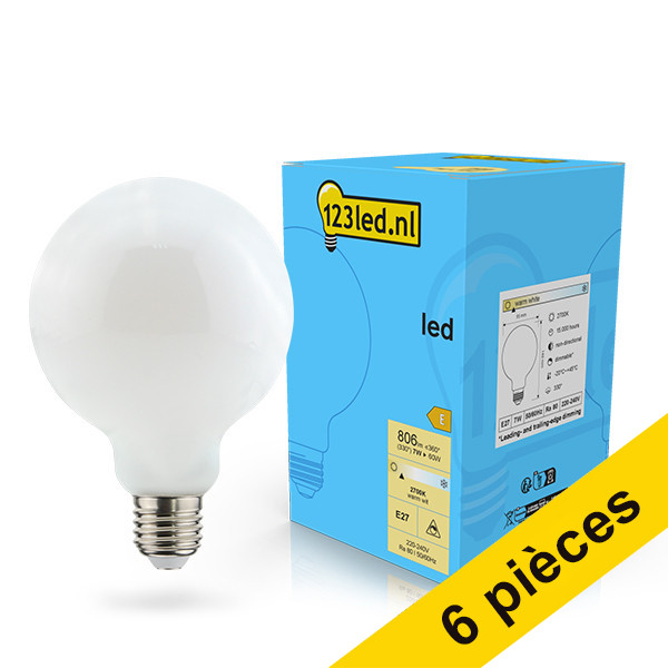 Offre : 6x 123led ampoule LED E27 globe mat dimmable 7W (60W) LDR02101 - 1