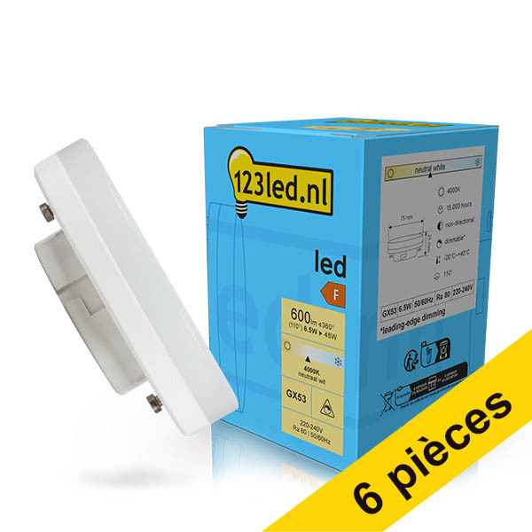 Offre : 6x 123led spot LED GX53 dimmable 4000K 6,5W (48W) LDR02133 - 1