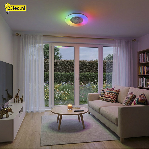 Ventilateur de plafond avec éclairage LED | Ø 48,5 cm | RGB+ 2700-6500K | Blanc | 39W LDR02468 - 3
