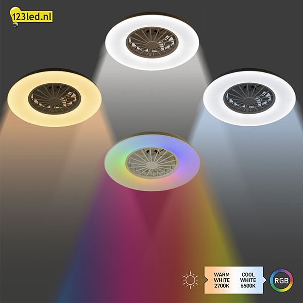 Ventilateur de plafond avec éclairage LED | Ø 48,5 cm | RGB+ 2700-6500K | Blanc | 39W LDR02468 - 4