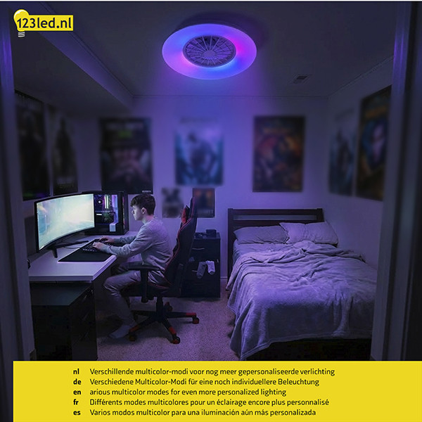 Ventilateur de plafond avec éclairage LED | Ø 48,5 cm | RGB+ 2700-6500K | Blanc | 39W LDR02468 - 6