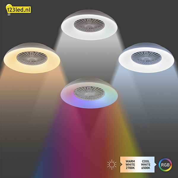 Ventilateur de plafond avec éclairage LED | Ø 60 cm | RGB+ 2700-6500K | Blanc | 54W LDR02469 - 4