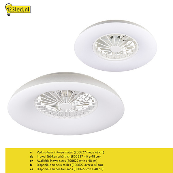 Ventilateur de plafond avec éclairage LED | Ø 60 cm | RGB+ 2700-6500K | Blanc | 54W LDR02469 - 7