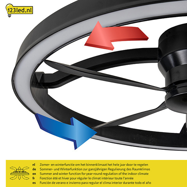 Ventilateur de plafond avec éclairage LED | Ø 61,3 cm | 2200-6500 K | Noir | 27 W LDR02467 - 5