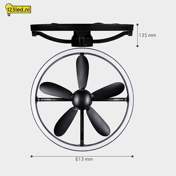 Ventilateur de plafond avec éclairage LED | Ø 61,3 cm | 2200-6500 K | Noir | 27 W LDR02467 - 7