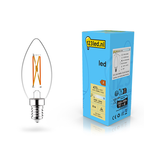 123led ampoule LED à filament E14 bougie dimmable 4,5W (40W) LDR02074 - 1