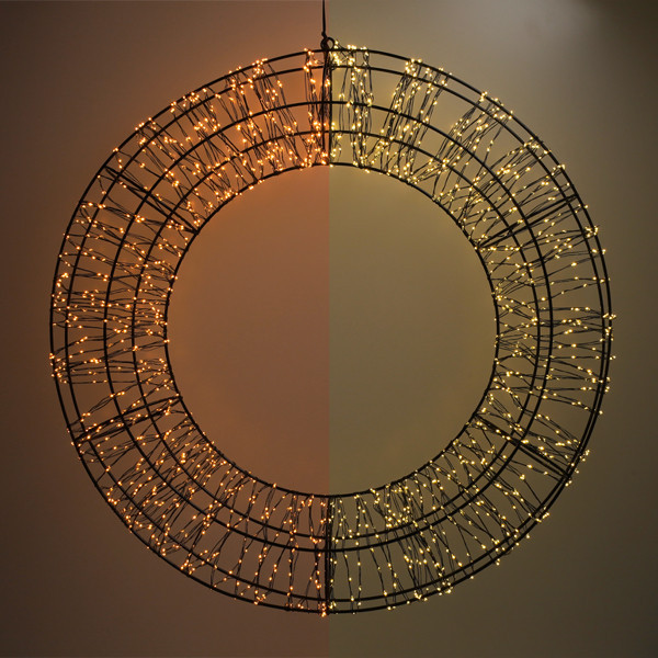 123led couronne de Noël Ø 58 cm extra blanc chaud & blanc chaud 1800 lampes LED - noir LDR07330 - 1