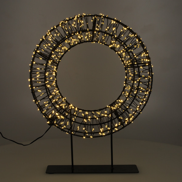 123led couronne de Noël sur pied 28 cm extra blanc chaud & blanc chaud 800 lampes LED - noir LDR07324 - 3
