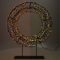 123led couronne de Noël sur pied 36 cm extra blanc chaud & blanc chaud 1200 lampes LED - noir LDR07325