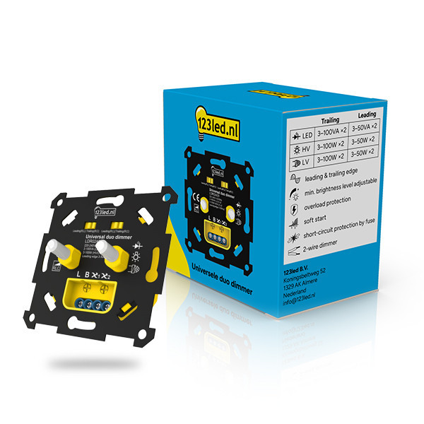 123led double variateur LED encastré 2 x 0-100W à coupure de phase (RLC) LDR02420 - 1