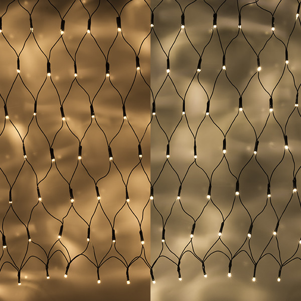 123led filet lumineux 120 x 60 cm 144 ampoules - blanc extra chaud & blanc chaud LDR07156 - 1