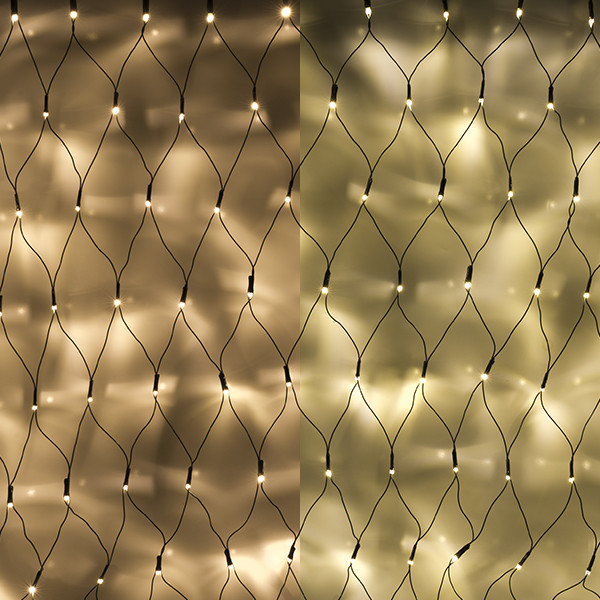 123led filet lumineux connectable 2 x 1 m extension 160 ampoules - blanc extra chaud et blanc chaud LDR07144 - 1