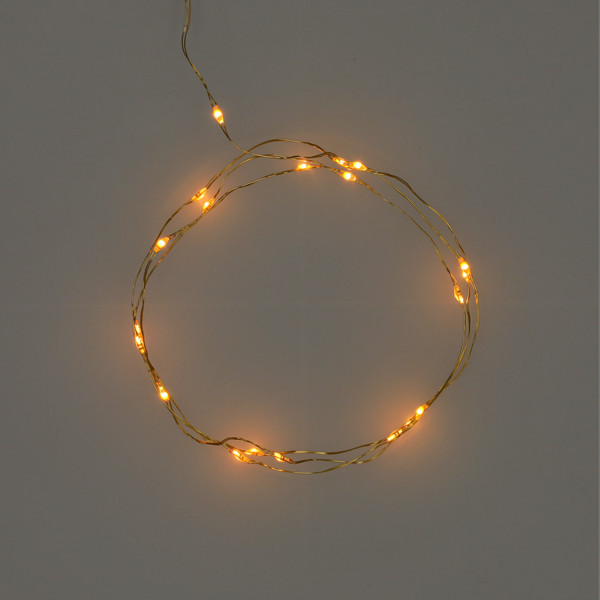 123led guirlande lumineuse à piles 1 mètre blanc extra chaud & blanc chaud 20 lampes LED - doré LDR07321 - 2