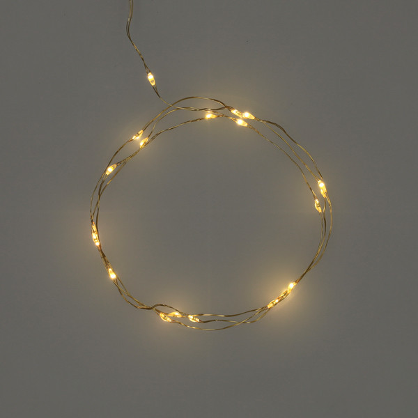 123led guirlande lumineuse à piles 1 mètre blanc extra chaud & blanc chaud 20 lampes LED - doré LDR07321 - 3