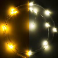 123led guirlande lumineuse à piles 1m blanc extra chaud et blanc chaud 20 lumières argent LDR07279