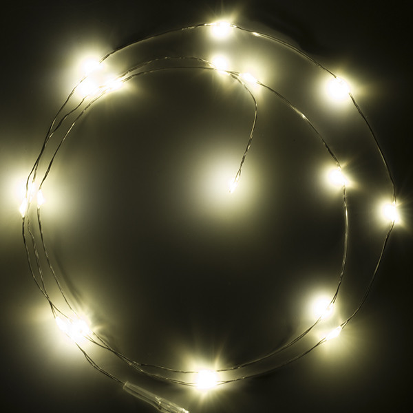 123led guirlande lumineuse à piles 1m blanc extra chaud et blanc chaud 20 lumières argent LDR07279 - 3