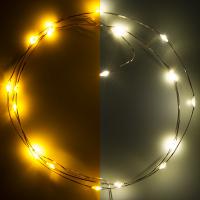 123led guirlande lumineuse à piles 1m blanc extra chaud et blanc chaud 20 lumières en cuivre LDR07276