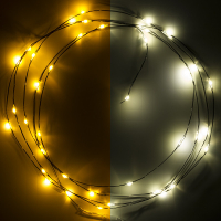 123led guirlande lumineuse à piles 2 mètres blanc chaud et blanc chaud 40 LED - noir LDR07283