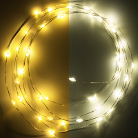 123led guirlande lumineuse à piles 2m blanc extra chaud et blanc chaud 40 lumières argent LDR07280