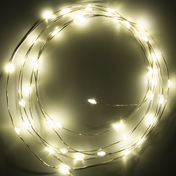 123led guirlande lumineuse à piles 2m blanc extra chaud et blanc chaud 40 lumières argent LDR07280 - 3