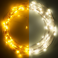 123led guirlande lumineuse à piles 5 mètres blanc chaud et blanc chaud 100 LED cuivre LDR07278