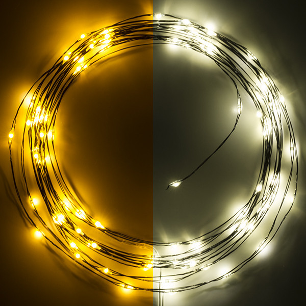 123led guirlande lumineuse à piles 5m blanc extra chaud et blanc chaud 100 lumières - noir LDR07284 - 1