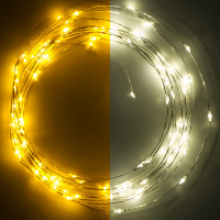 123led guirlande lumineuse à piles 5m blanc extra chaud et blanc chaud 100 lumières argent LDR07281