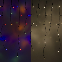 123led guirlande lumineuse de glaçons à piles 8,5 mètres 180 ampoules - blanc chaud et multicolore LDR07307