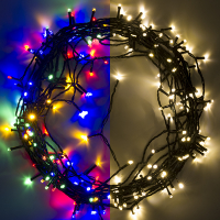 123led lumières de Noël à piles 14,7 mètres 192 ampoules avec minuterie - multicolore & blanc chaud LDR07296