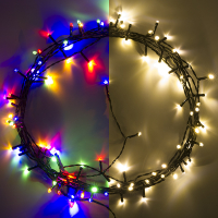 123led lumières de Noël à piles 7,5 mètres 96 ampoules avec minuterie - multicolore & blanc chaud LDR07295
