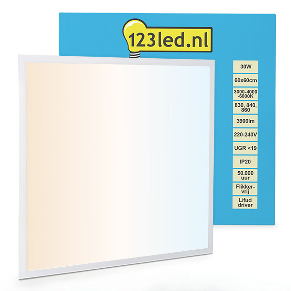 123led panneau 60 x 60 cm | 3000-4000-6000K | 3900 lumens (30W) - blanc chaud, blanc brillant ou blanc froid LDR08712 - 1