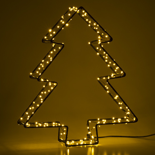 123led sapin de Noël 3D à piles 26 cm blanc extra chaud & blanc chaud 200 lumières - noir LDR07286 - 3